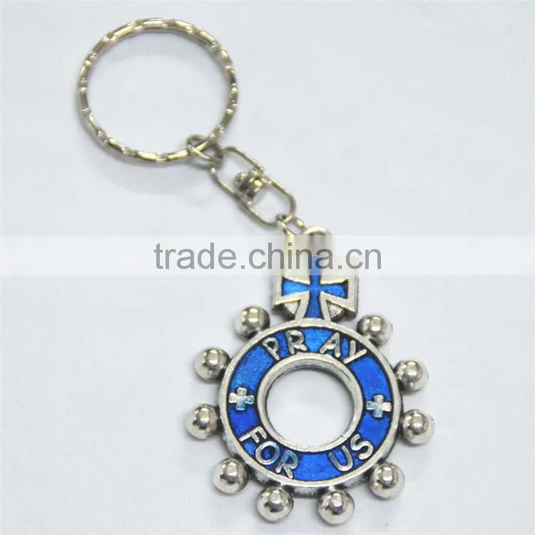 Religious zinc alloy metal cross keychain