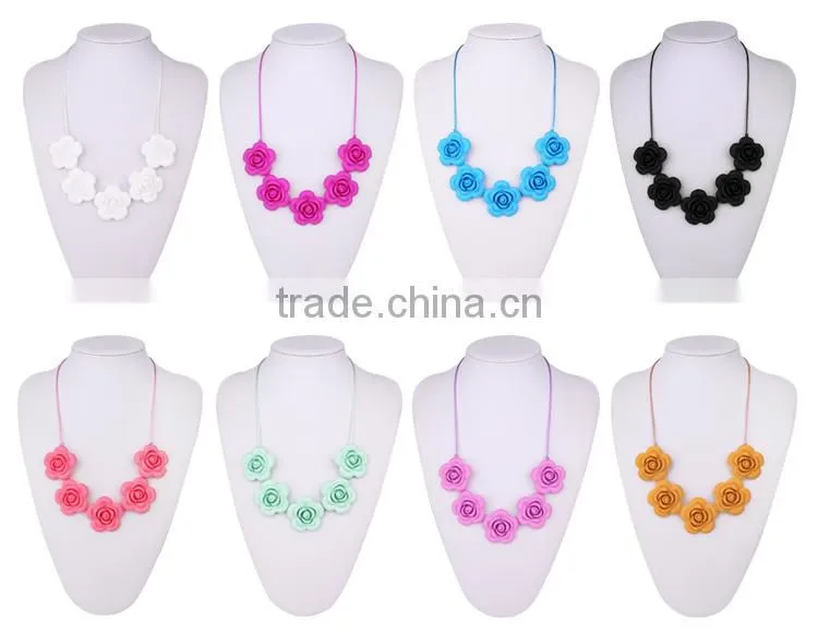 Kean latest design silicone beaded teething necklace for baby chewing