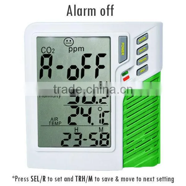 Wall mount/Desktop Carbon Dioxide CO2 0-9999ppm Monitor Temperature RH Dew Point Wet Bulb TWA STEL Made in Taiwan