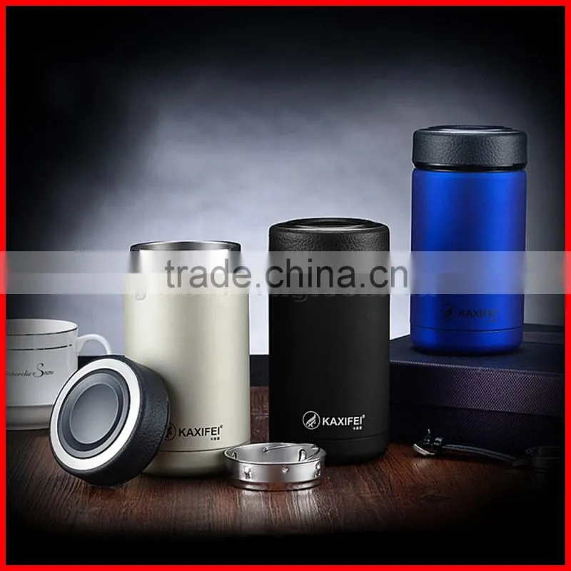 New design 304 double layers stainless steel Dermatoglyph lid Rubber paint body office gift vacuum thermal insulation cups