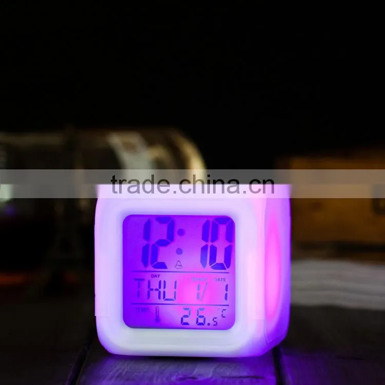 promotional gift electric clock small led color changing clock digital alarm clock