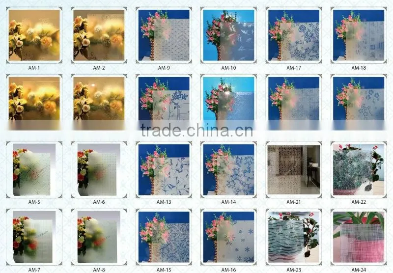 3.5mm Patterned/Rolled/Figured Glass(Gonshi; Rose; Raindown; Diamond; Mistlite; Oceanic; Chinchilla)