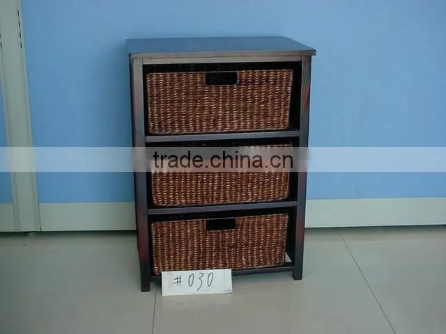 Large natural wooden cabinet willow furniture with handle