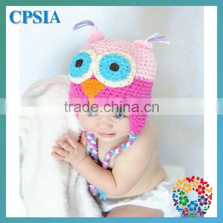 Shocking pink lovely baby crochet hat with flowers New style In stock