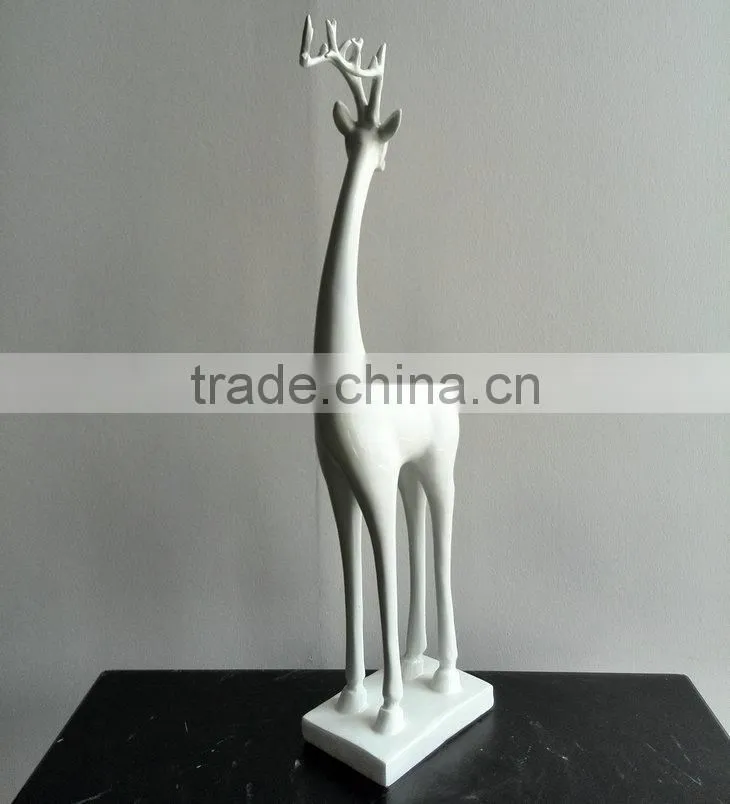 Resin white reindeer statue