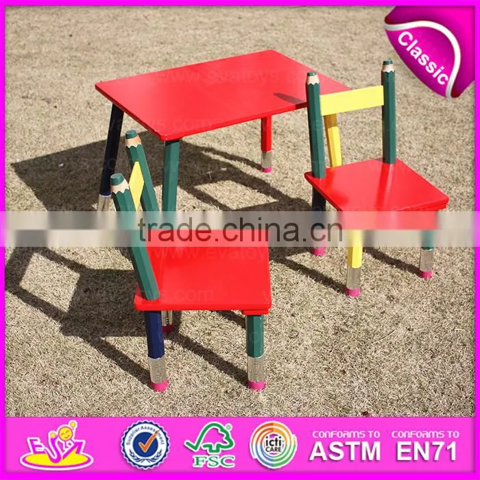 2015 Excellent quality cheap folding kids pencil table and chairs,Cartoon pencil used children table and chair wholesale WO8G138