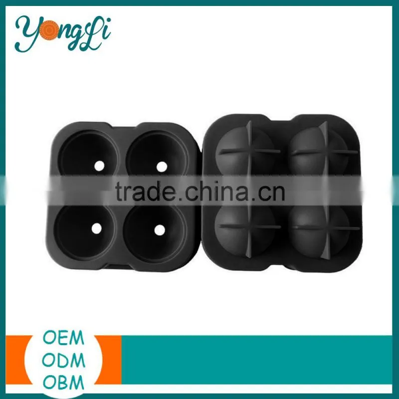 Ice Ball Maker Mold - Black Food-Grade Silicone Tray With 4 X 4.5 cm Capacity - Forget Ice Cube Trays