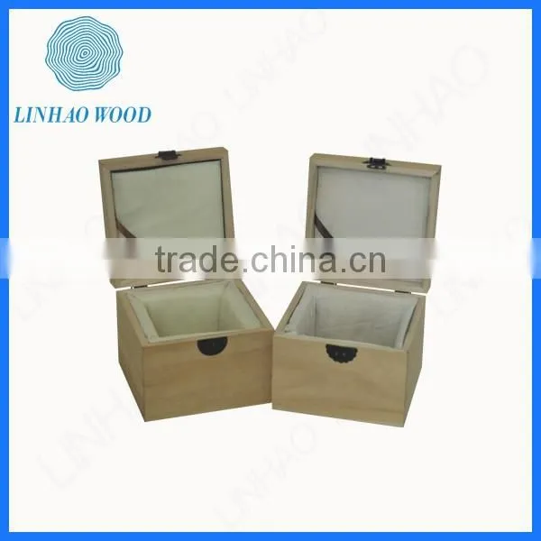 Newest Rectangle Wood Box With Metal Hinge