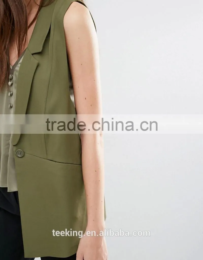 Hot selling 95% polyester 5% elastane sleeveless women blazer