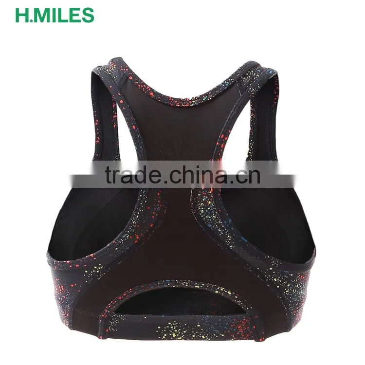 Sexy plain ladies high resilience padded fitness sports bra for women