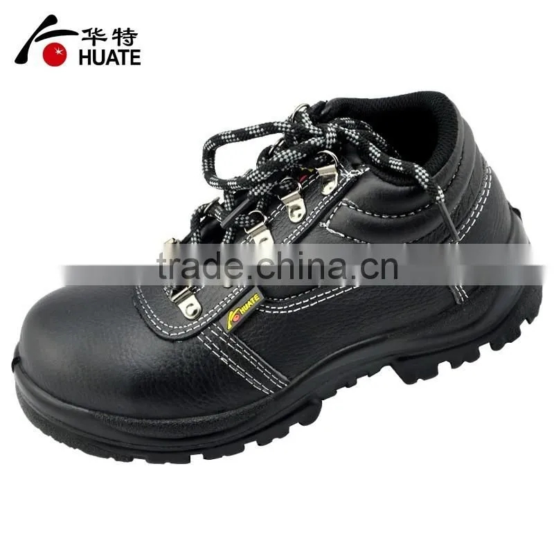 Black genuine leather protective steel toe cap Safety Shoes
