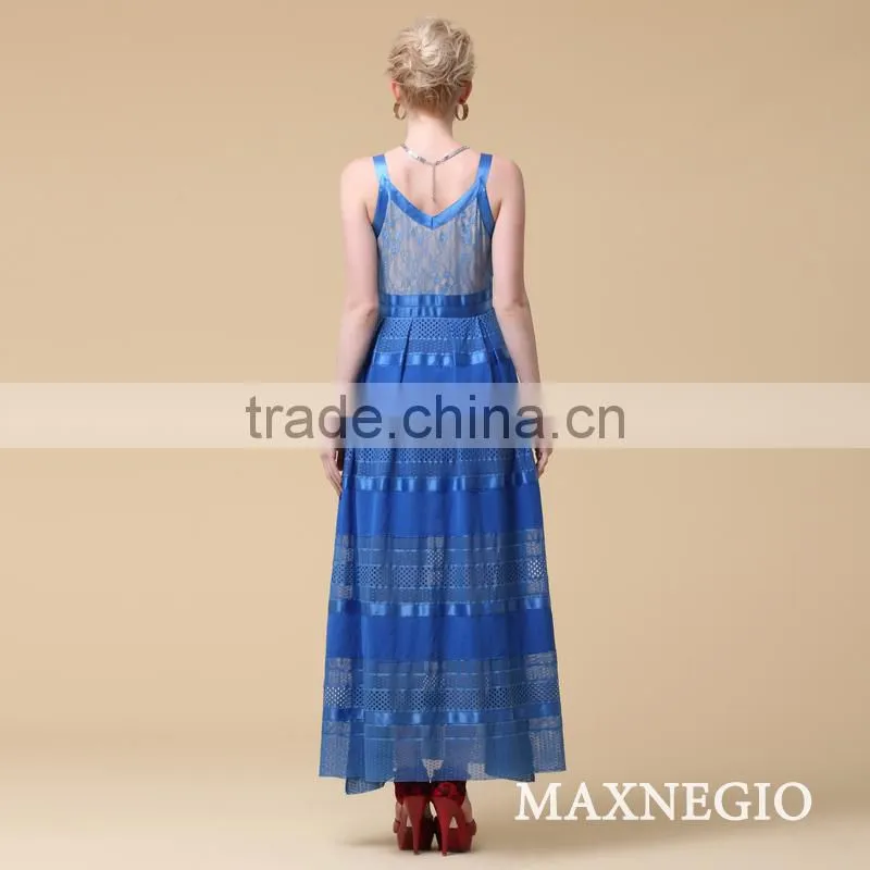 New styles halter neck evening dress patterns garment for lady