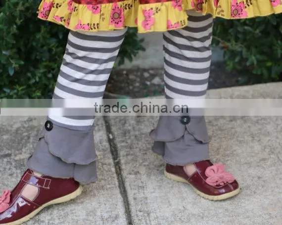 Ruffle Baby Girls Cotton Stripe Pants Kids Leggings Plain Ruffle Pants