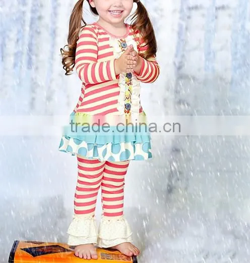 Chirstmas outfit red stripe top and ruffle pants christmas clothing set christmas outfit