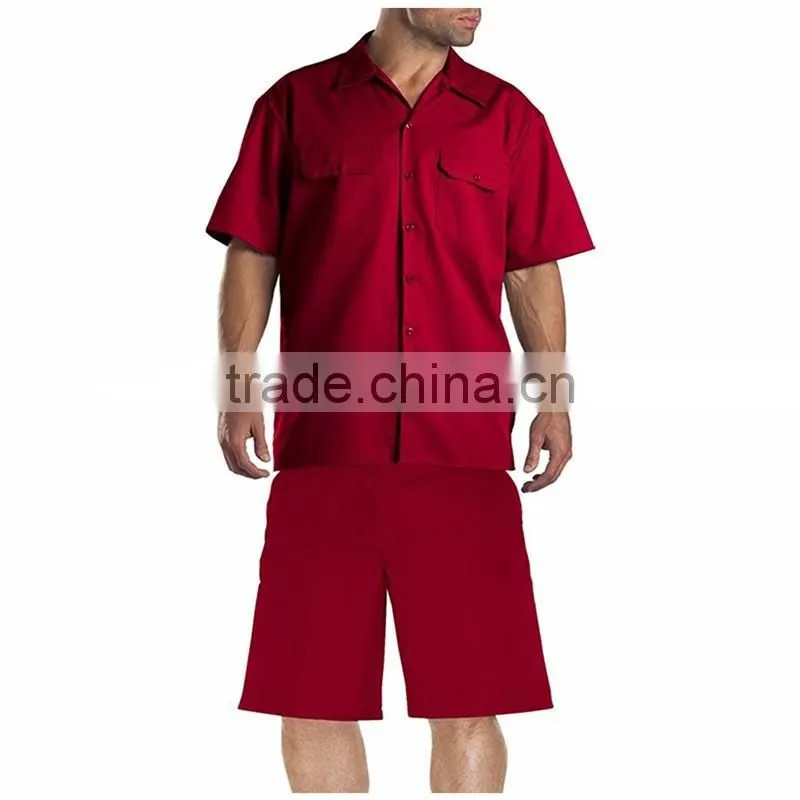 Wholesale Cheapest Summer Work Uniforms Short Sleeve Shirts and Short Pants Workwear