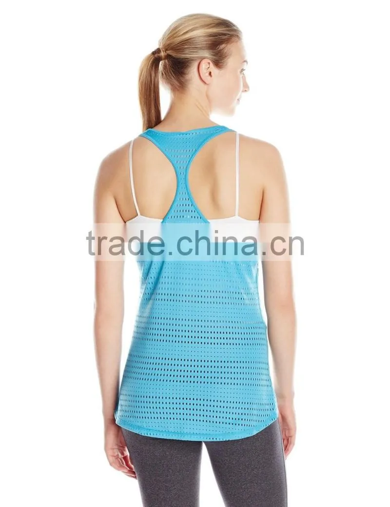 Women's Curved Hem Bright Color Mesh Tank Clothing Manufacturer