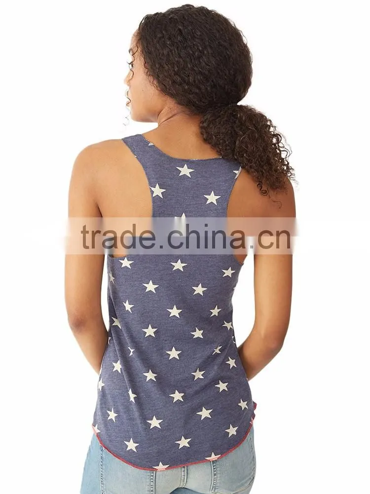 2017 Guangzhou Shandao Popular 95% Polyester 5% Spandex Polka Dot Irregular Hem Custom Sport Fitness Tank Top