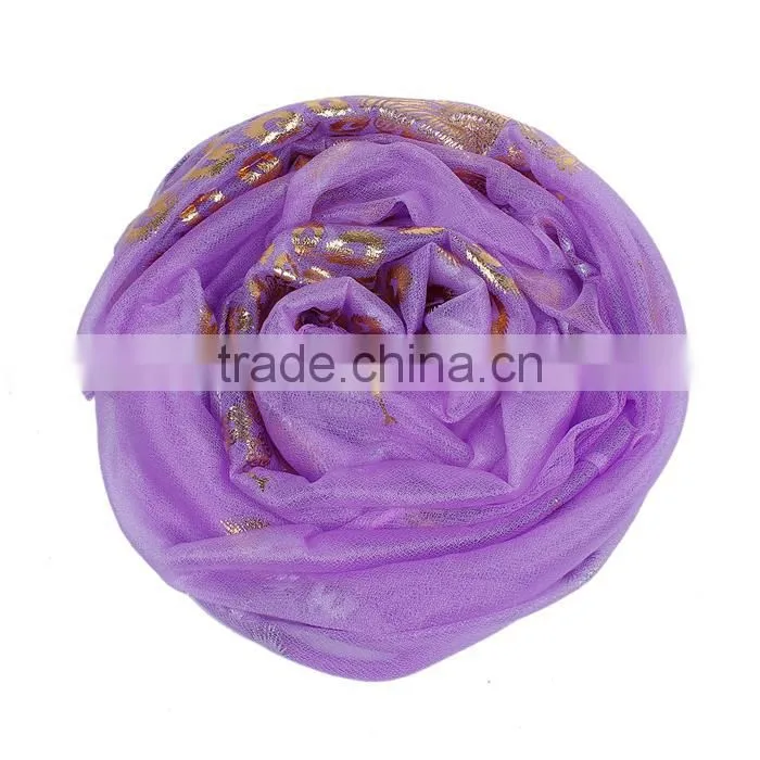 Imitation Silk Scarves & Wraps Rectangle Golden Purple Peacock Custom Scarf