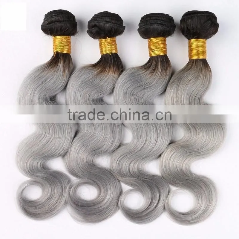 Alibaba china market two tone colored Brazilian hair weave , ombre hair