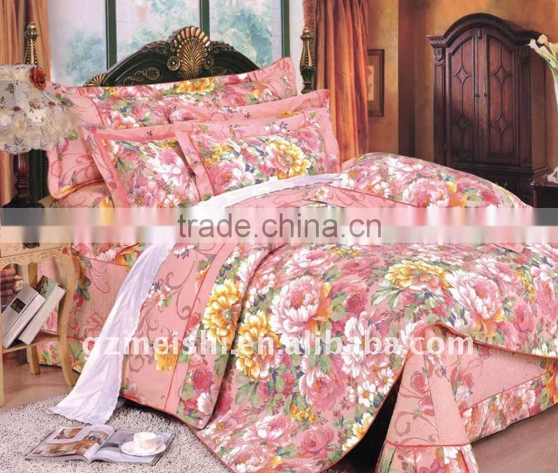 shivering flower printed cotton bedding set