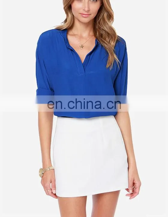 CHEFON Sexy deep v neck long sleeve women latest skirt and blouse 2016