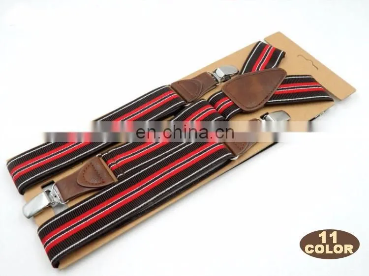 Fashion brand 3 clips men's suspenders adult striped suspenders