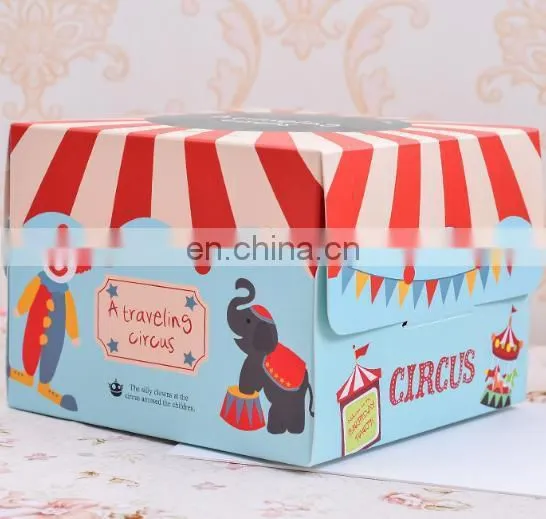 Folding cute pattern coated paper & paper 4 inch box with bottom insert