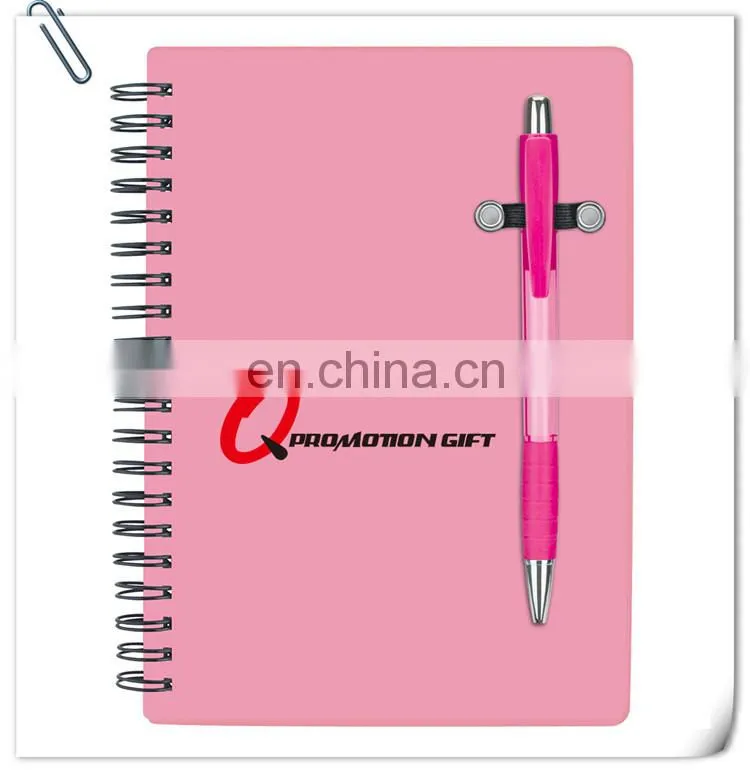 pen buddy spiral 70sheet lined notebook set with ball pen and translucent color cover