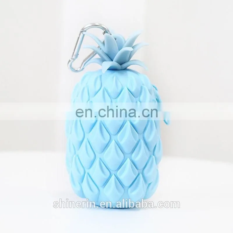 Portable Women Kids Cartoon Fruit Coin Purse Wallet Case Silicone Pineapple Key Bag Pouch