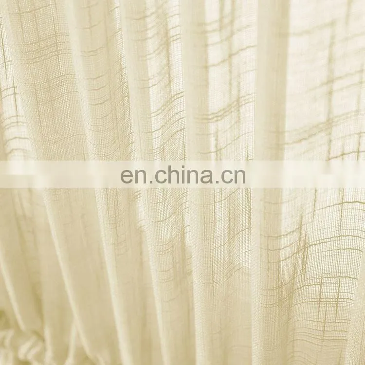 2019 Latest Linen Textured turkish rideaux salon voile curtains linen curtains with polyester voile