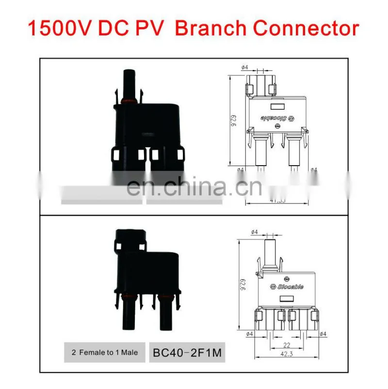 Slocable PV Socket and Plug Solar T Y Branch 2in1 Connector