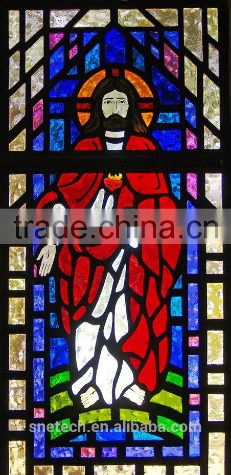 stained glass of church pattern for interior or exterior decoration