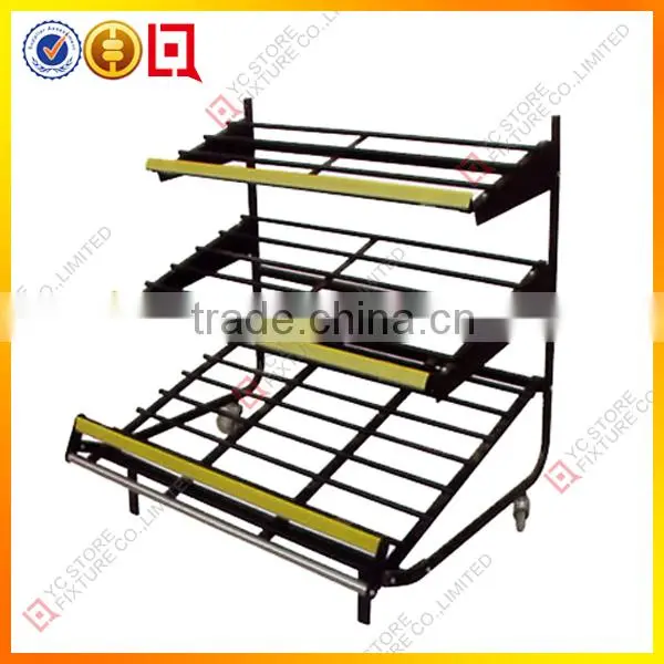 3 Shelves metal swivel display rack