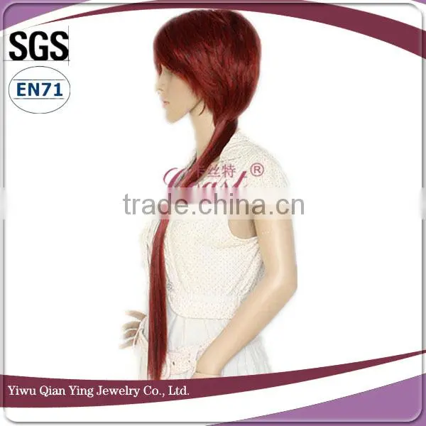 High quality beauty long synthetic red cosplay wig