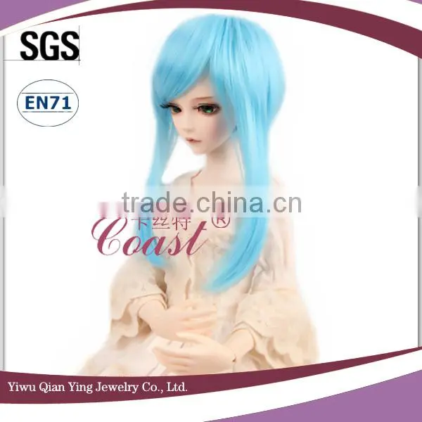 middle length cutie light blue straight bjd doll wig