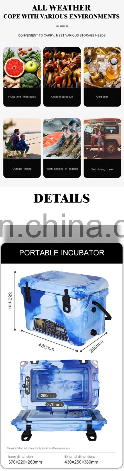 GINT 20QT Durable Clean Hard Thermal Camping Fishing Outdoor Cooler Box