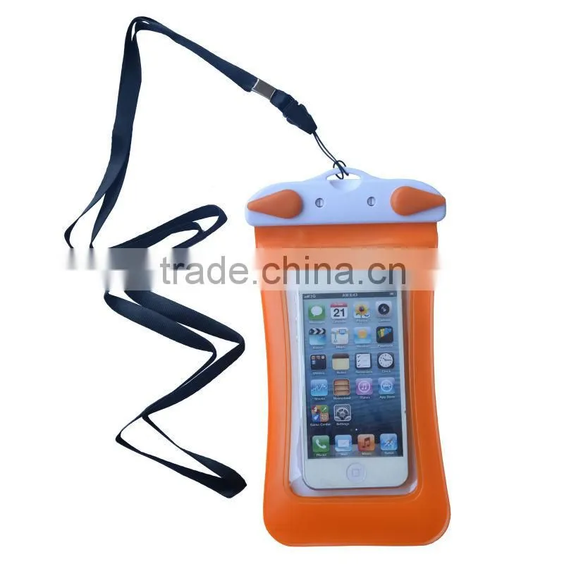 Waterproof PVC Phone Diving Bag With ABS ButtonS Within 10m Deep