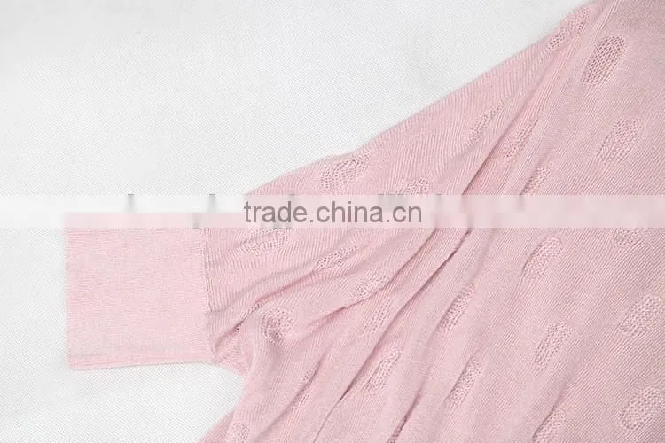 lastest fashion ladies Linen hollow batwing sleeve summer sweater with best price