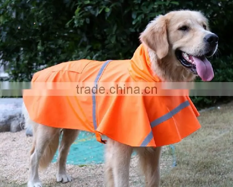 waterproof PU reflective tage large size pet raincoat dog