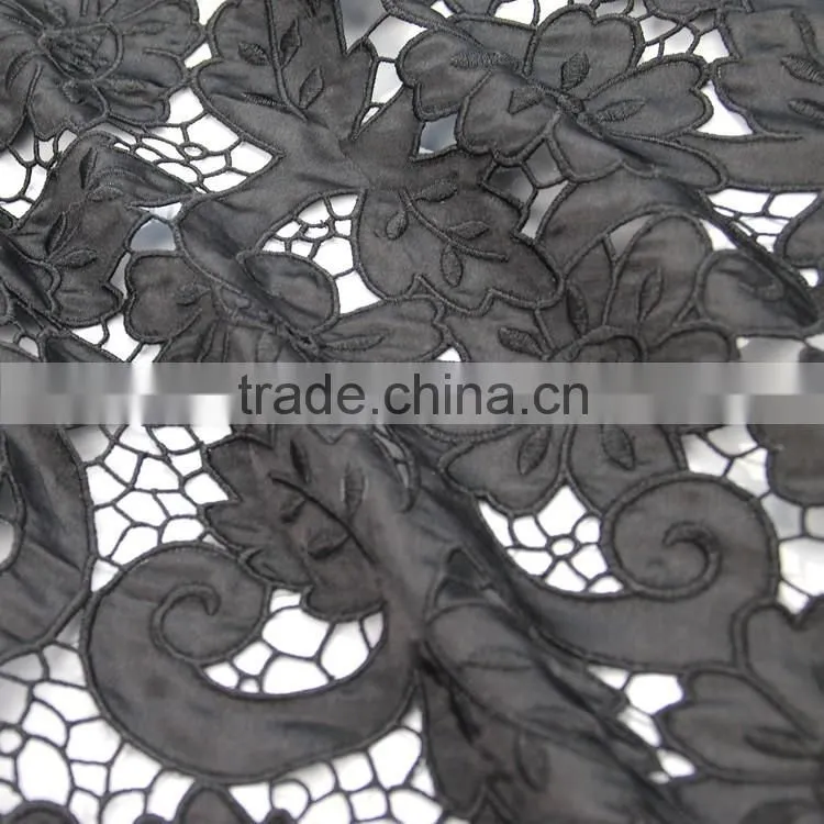 Factory direct sale water soluble chemical printing 100%polyester guipure lace design embroidery