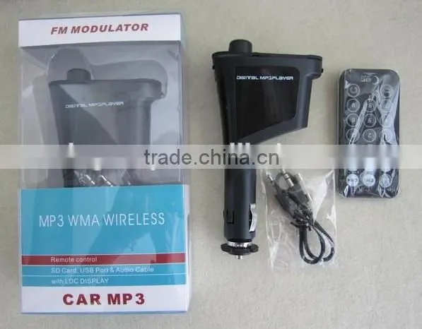 Car MP3 WMA Player/ FM transmitter; Support SD/MMC memory card(Max 8GB) and USB flash driver