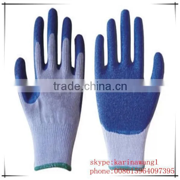 latex coated cotton glove/latex rubber gloves