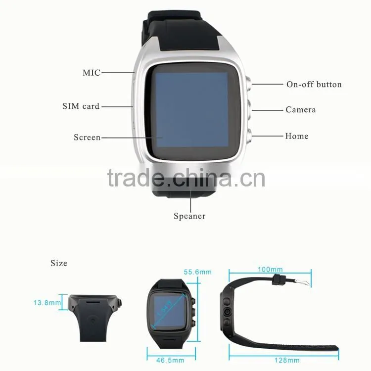 Leather band WIFI GPS 3G loud speaker Android watch phone