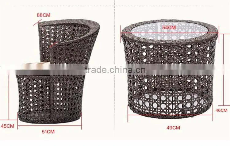 3PCS/SET Garden Outdoor Rattan Coffee Office Dining Table And Chair Tunisia Price For Restaurant