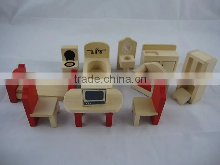 Kit wooden toy sets mini furniture for doll house