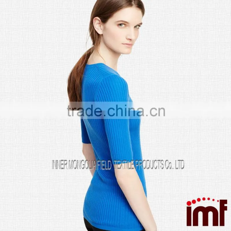 Women Cashmere Sweater Short Sleeve Jumper Pullover Tunic Top Knit Crochet