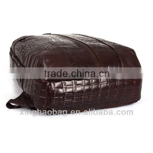 Custom genuine leather backpack vintage crocodile leather backpack bags