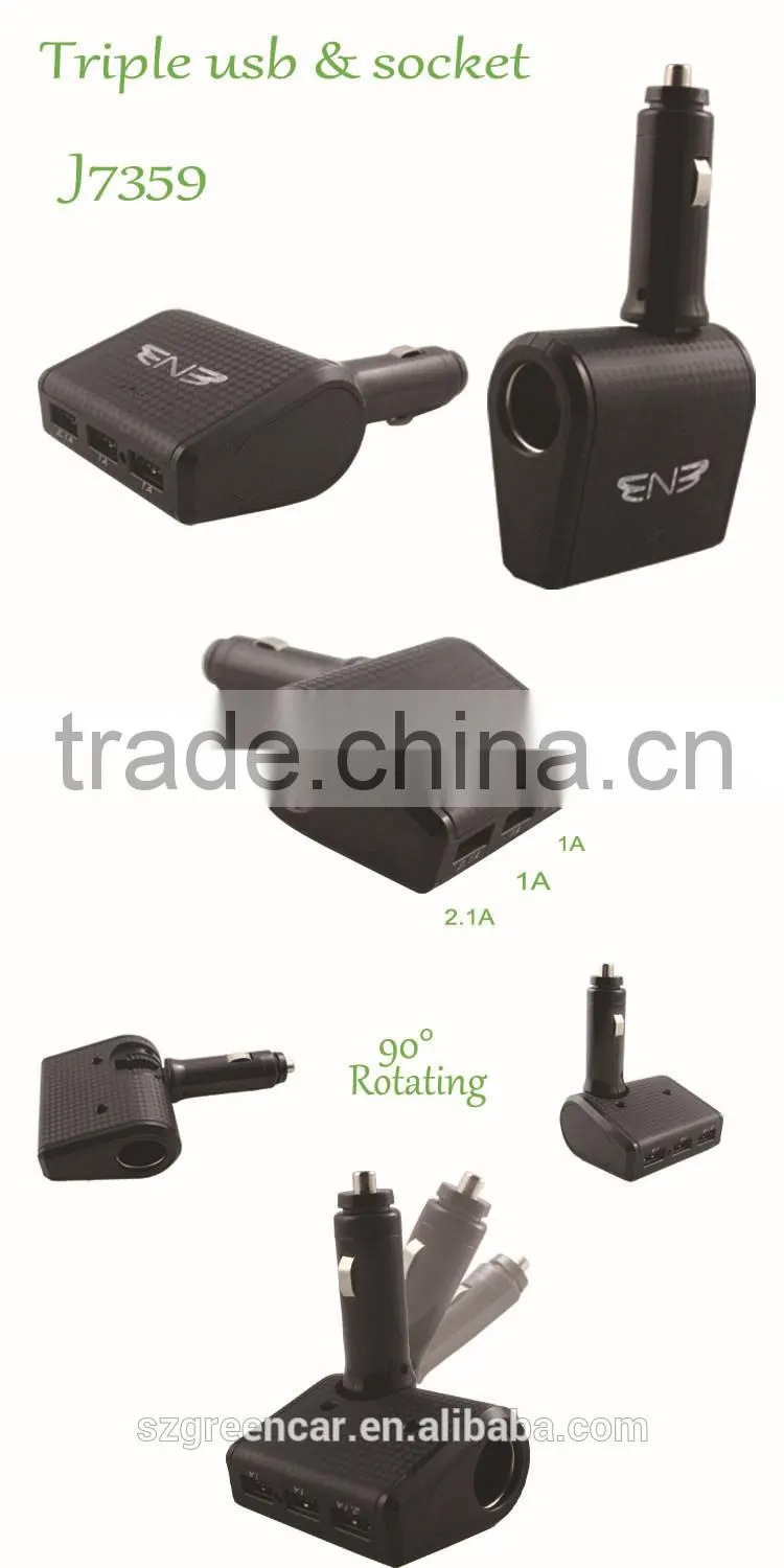 DOUBLE SIDE PLUG Triple USB With Socket car charger for car accessories consumer electronics