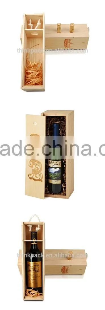 Single natural wooden wine bottle gift box cheap wine box