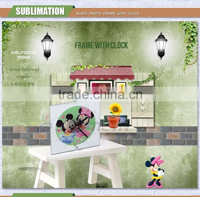 High Quarlity Sublimation Glass Photo Frame can be used for clock